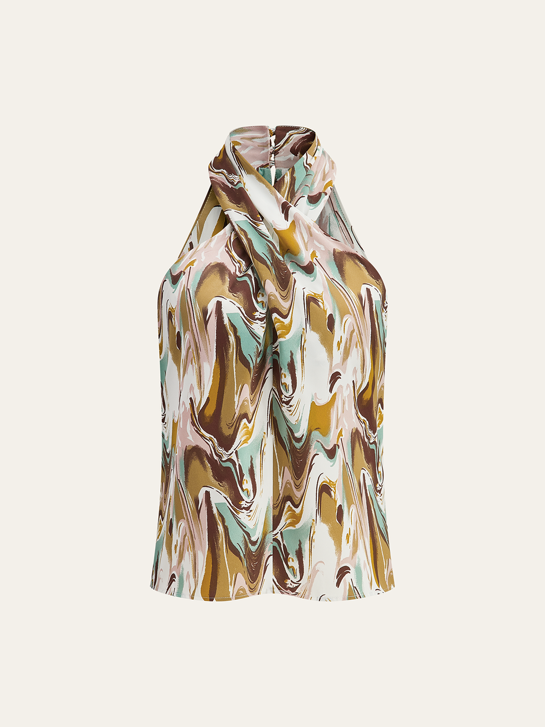 Abstract Print Halter Neck Top