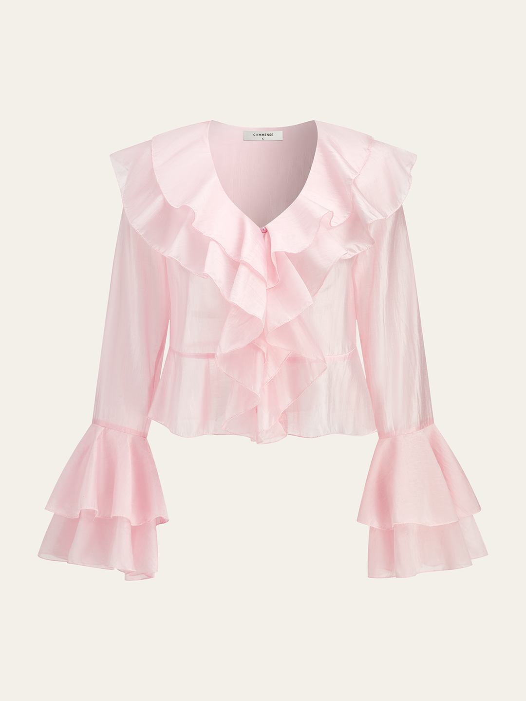 Ruffled V-Neck Bell-Sleeve Top