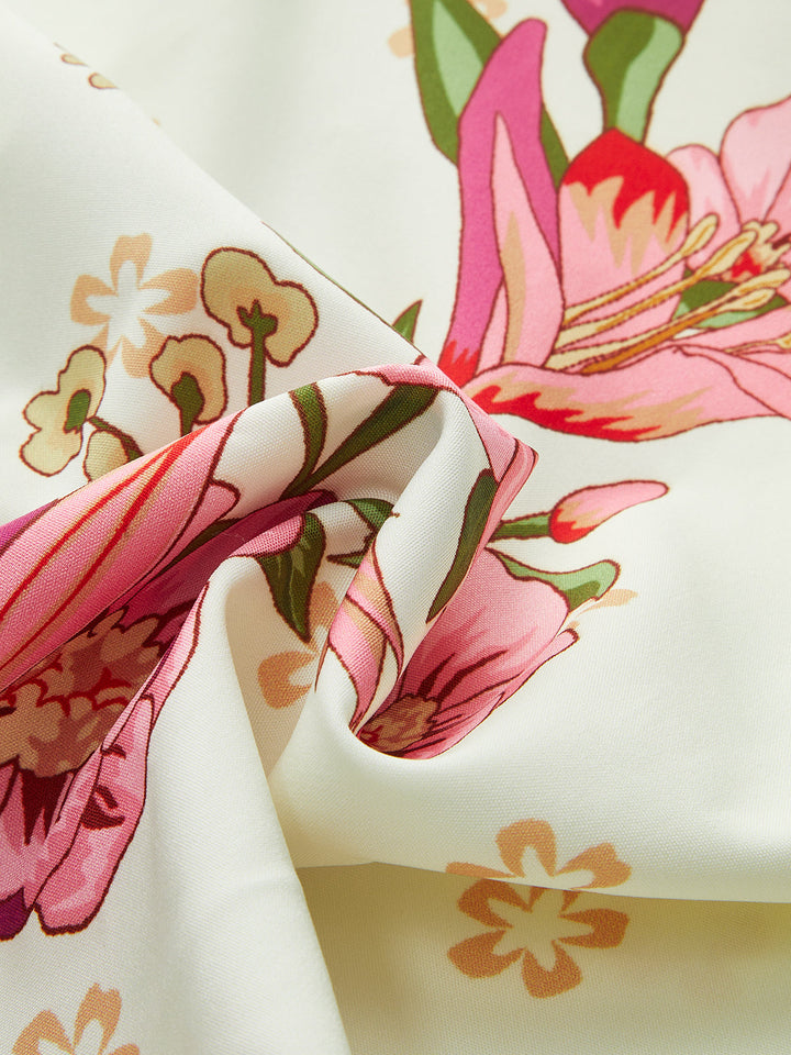 Blumenmuster V-Ausschnitt Bodysuit mit Bindeband am Rücken