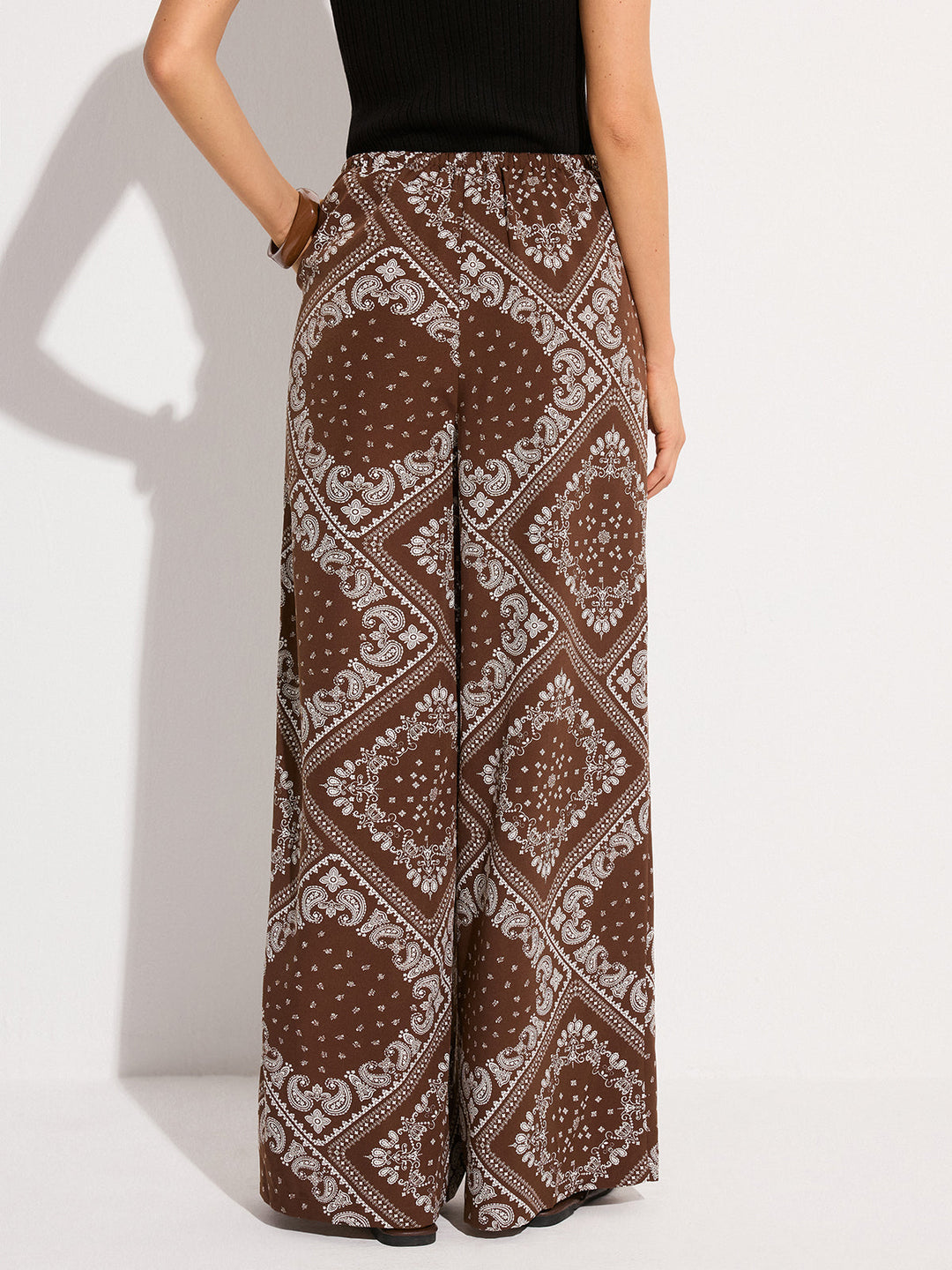 Paisley-Print-Taschen-Hose mit weitem Bein