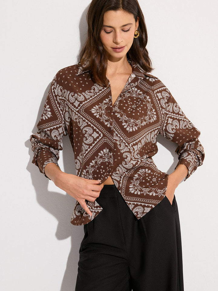 Paisley Print Oversized Hemdbluse