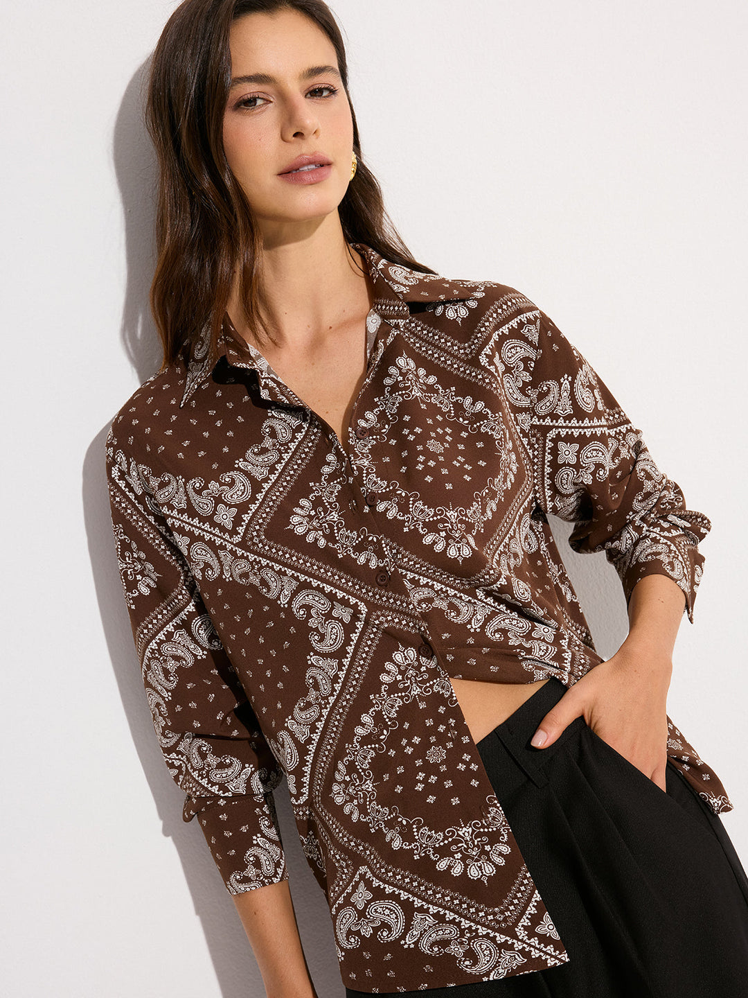 Paisley Print Oversized Hemdbluse