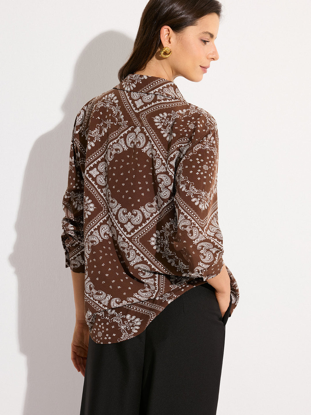 Paisley Print Oversized Hemdbluse
