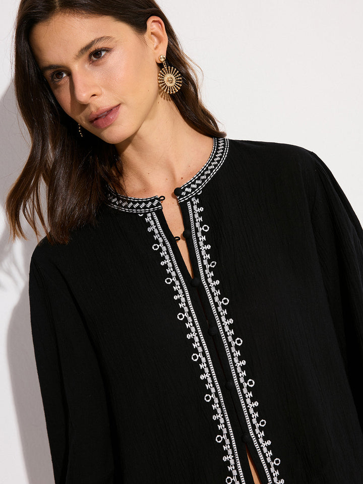 Oversize Hemd mit Stickerei