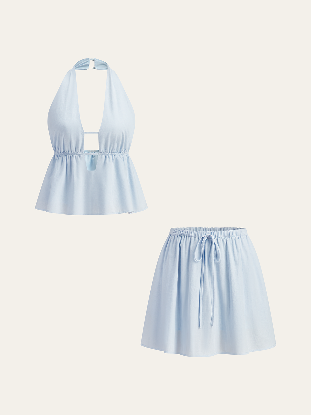 Halter Neck Top und Kordelzugrock-Set