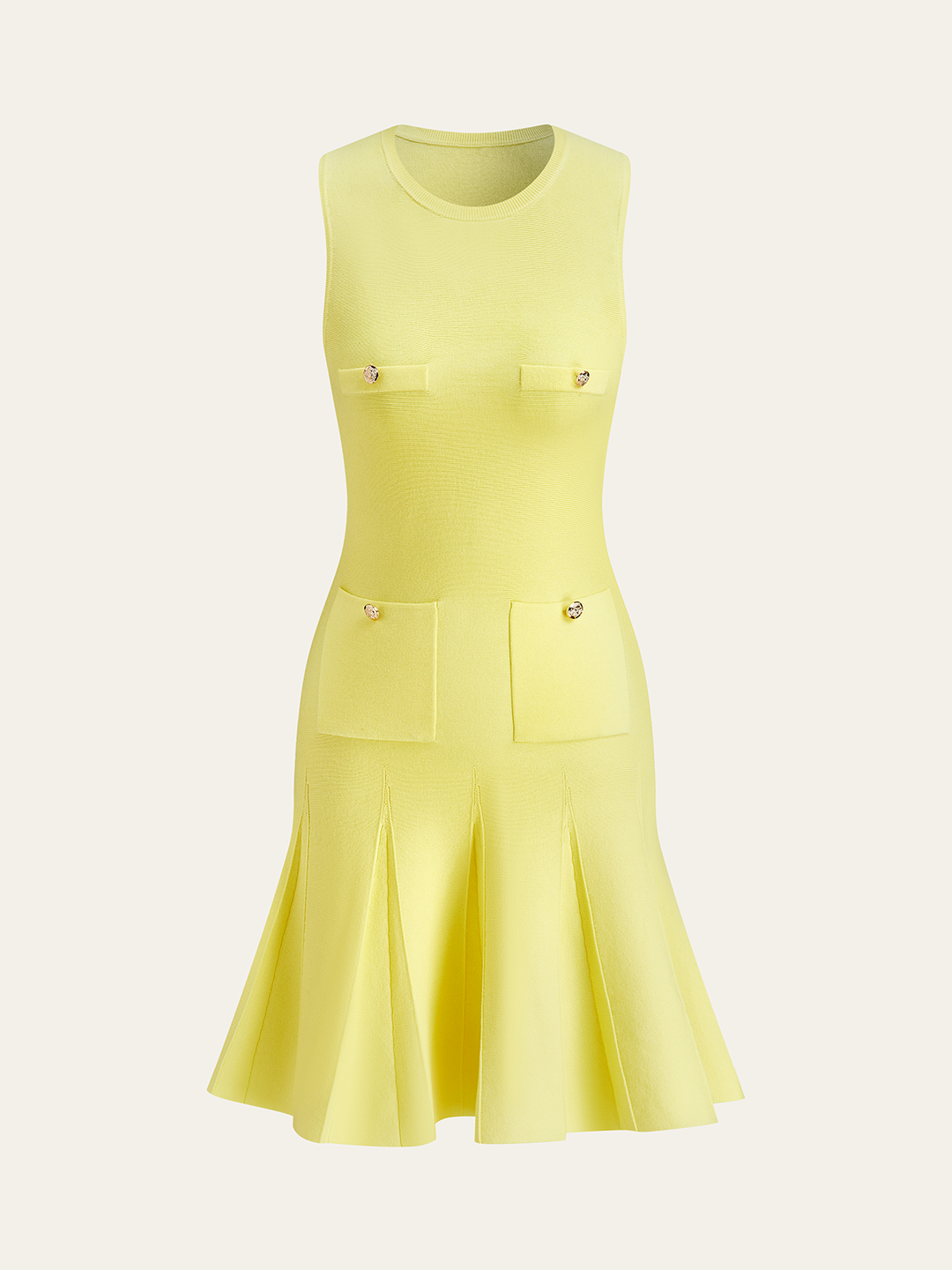 Ärmelloses Strickkleid mit Taschen
