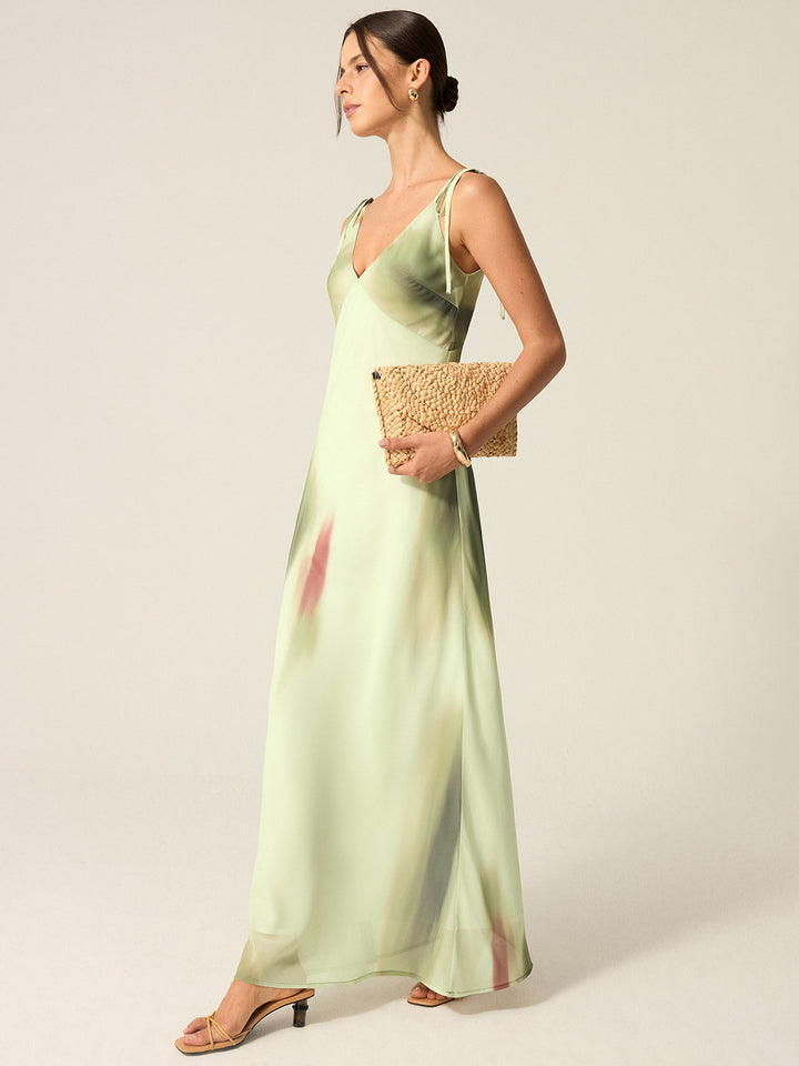 V-Ausschnitt Maxikleid mit Print