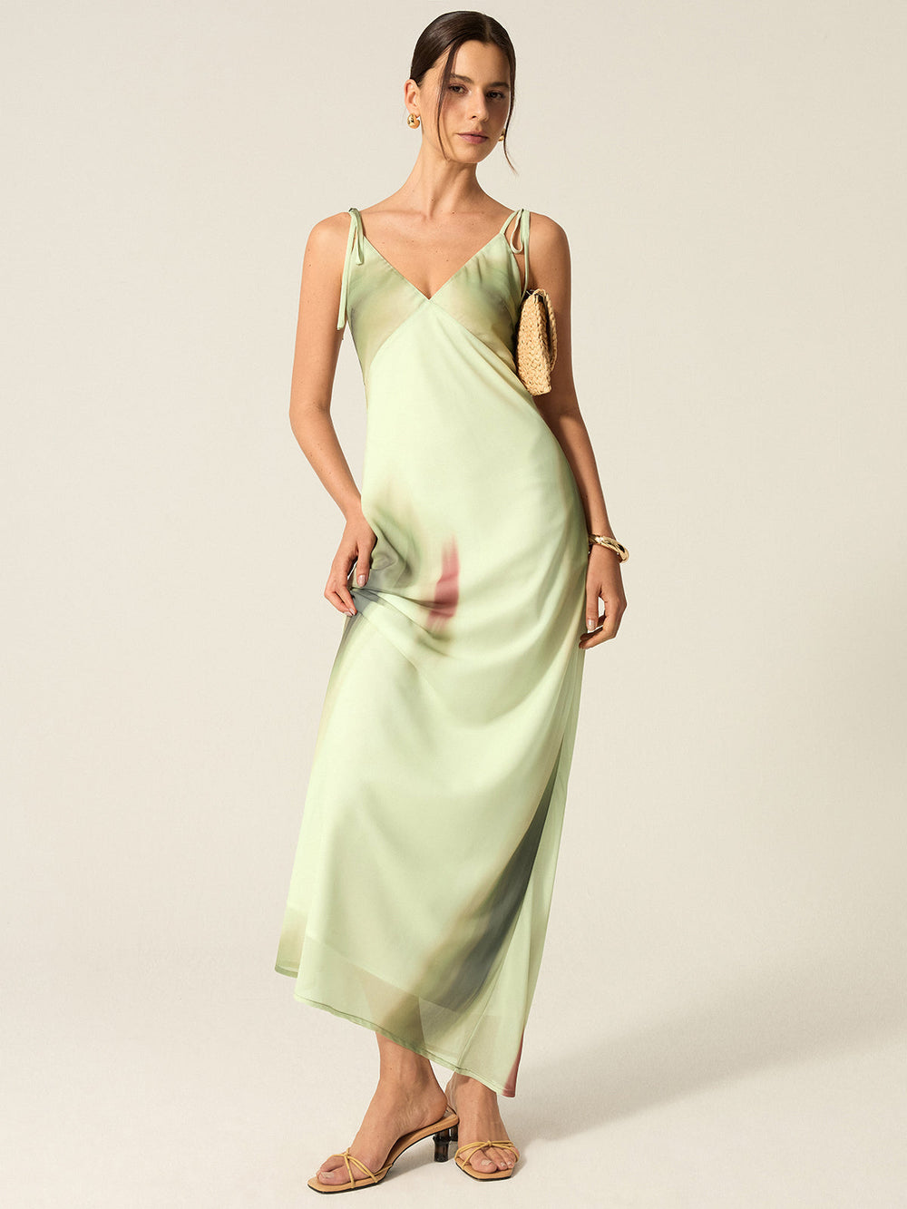 V-Ausschnitt Maxikleid mit Print
