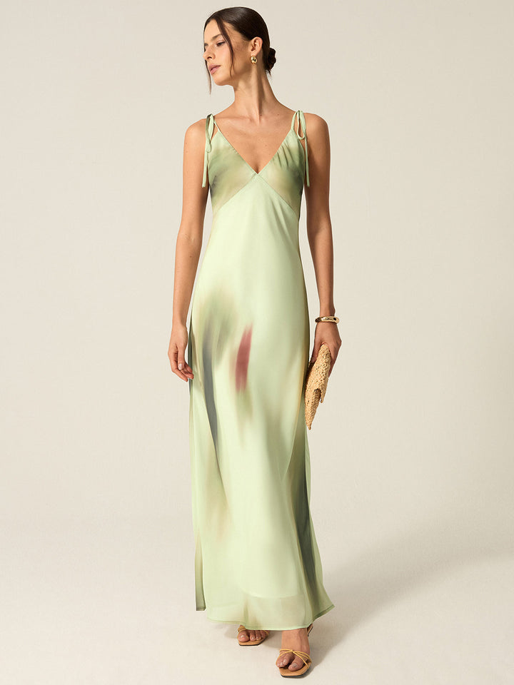 V-Ausschnitt Maxikleid mit Print