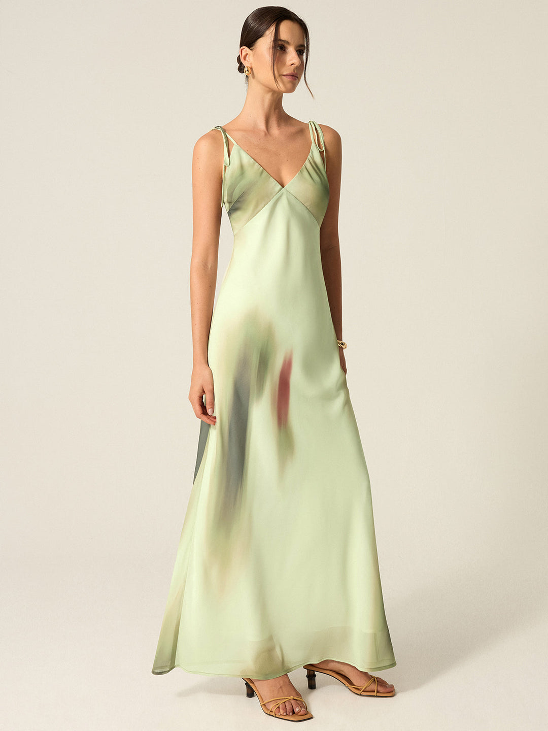 V-Ausschnitt Maxikleid mit Print