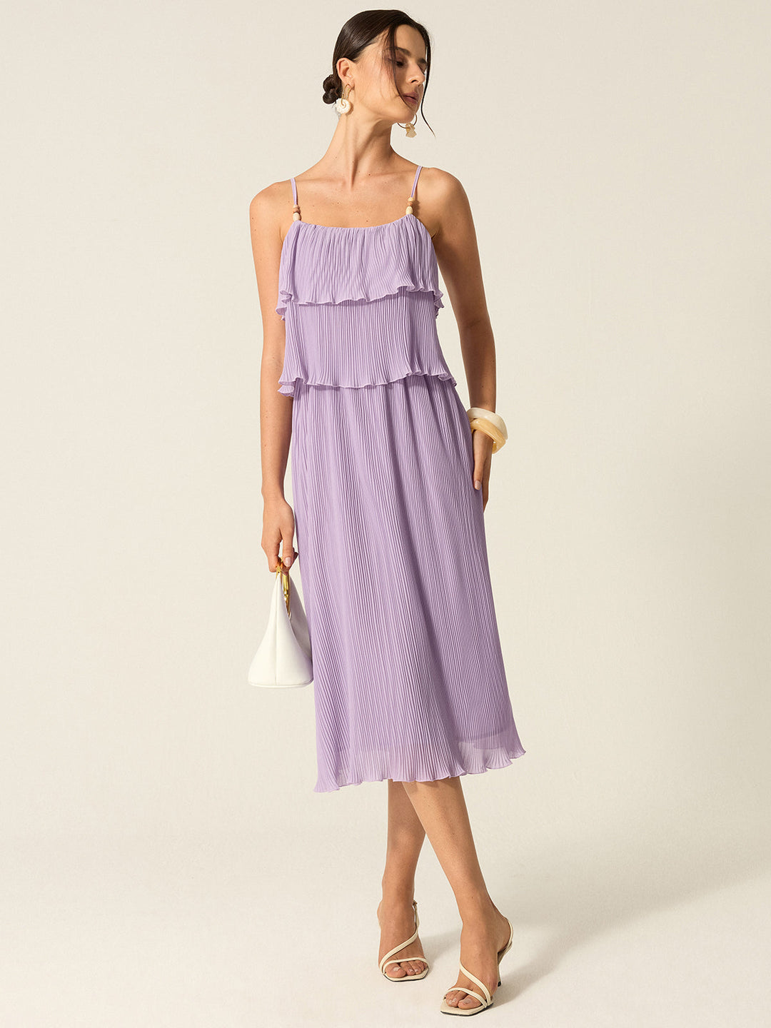 Stufen Maxi-Kleid mit Falten