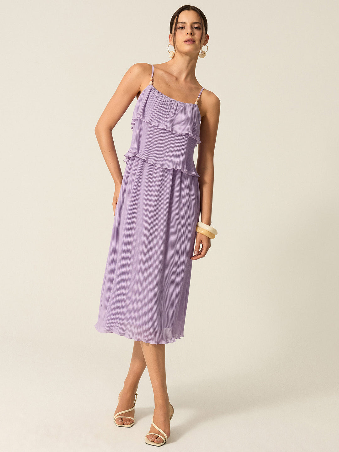 Stufen Maxi-Kleid mit Falten