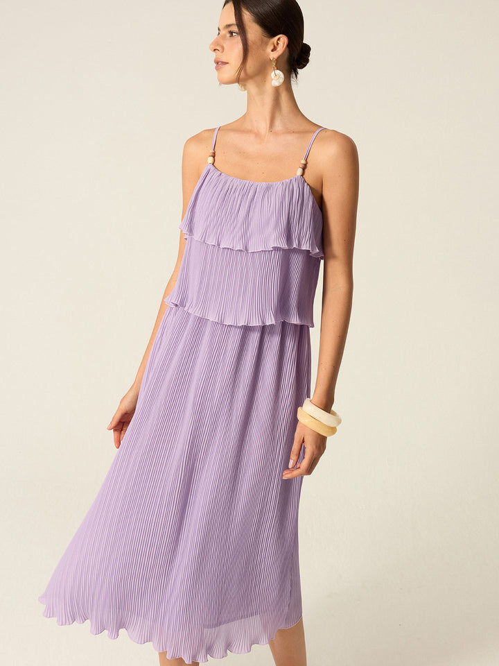 Stufen Maxi-Kleid mit Falten