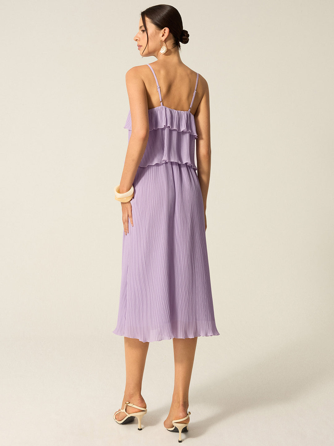 Stufen Maxi-Kleid mit Falten