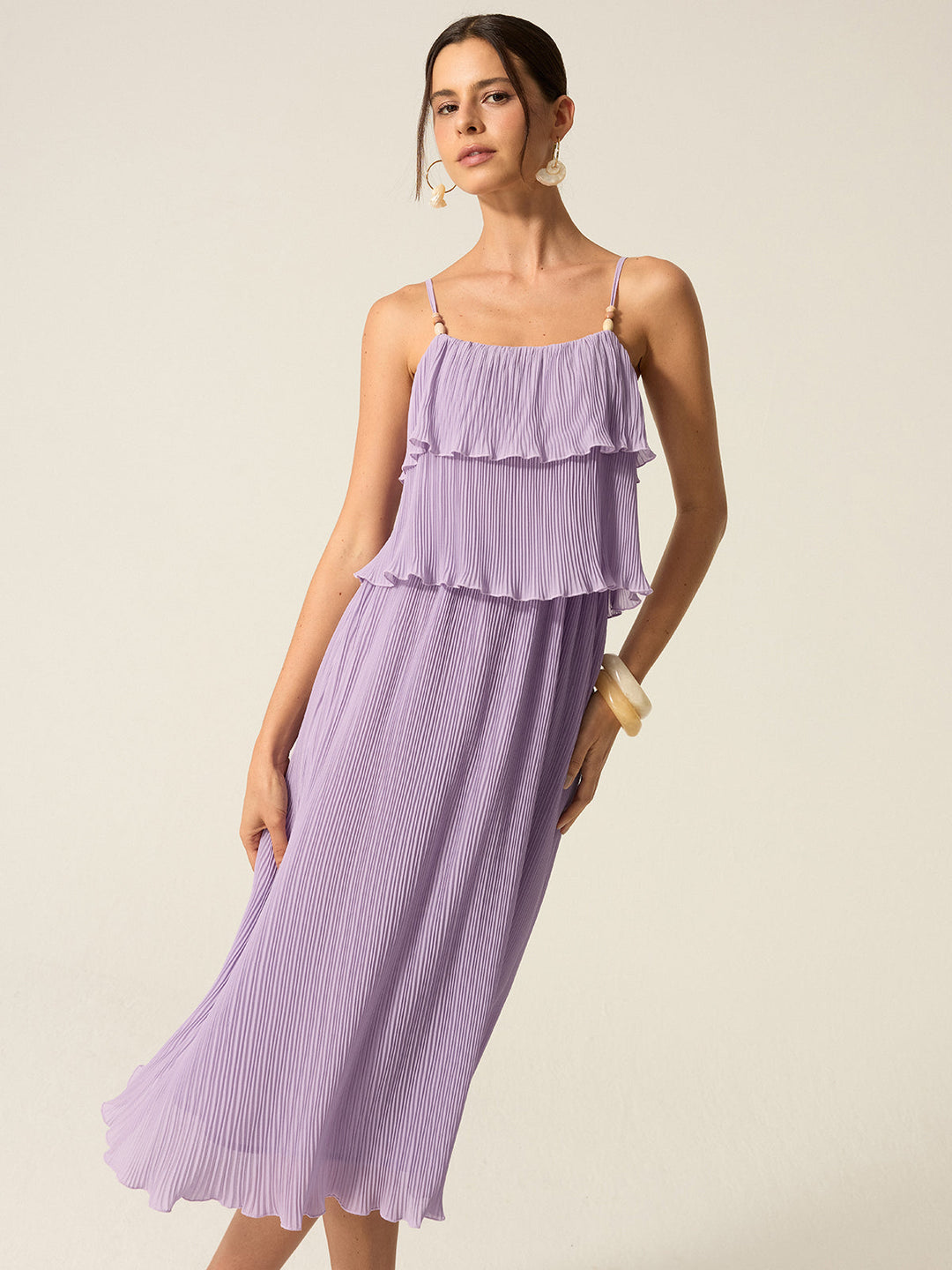 Stufen Maxi-Kleid mit Falten
