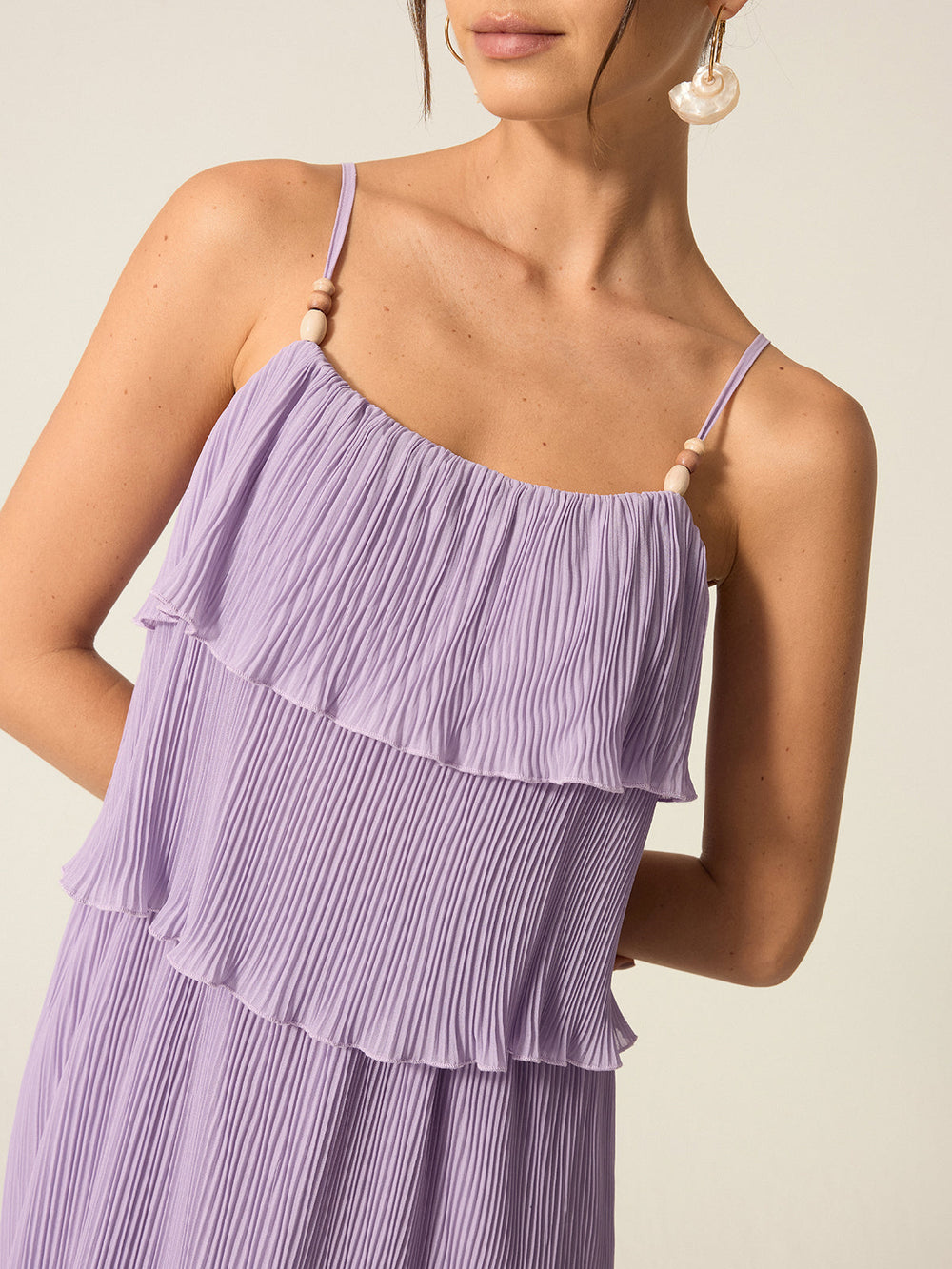 Stufen Maxi-Kleid mit Falten
