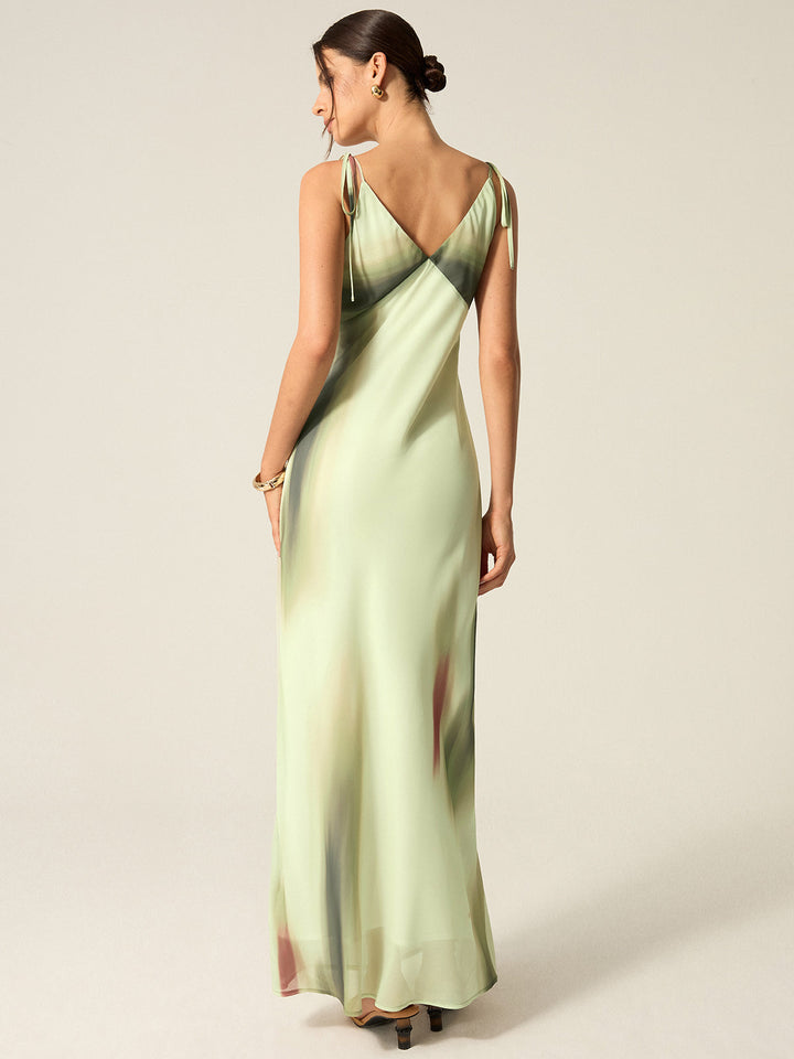 V-Ausschnitt Maxikleid mit Print