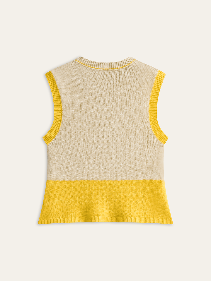 Gestrickte Pulsweste mit Farbblock