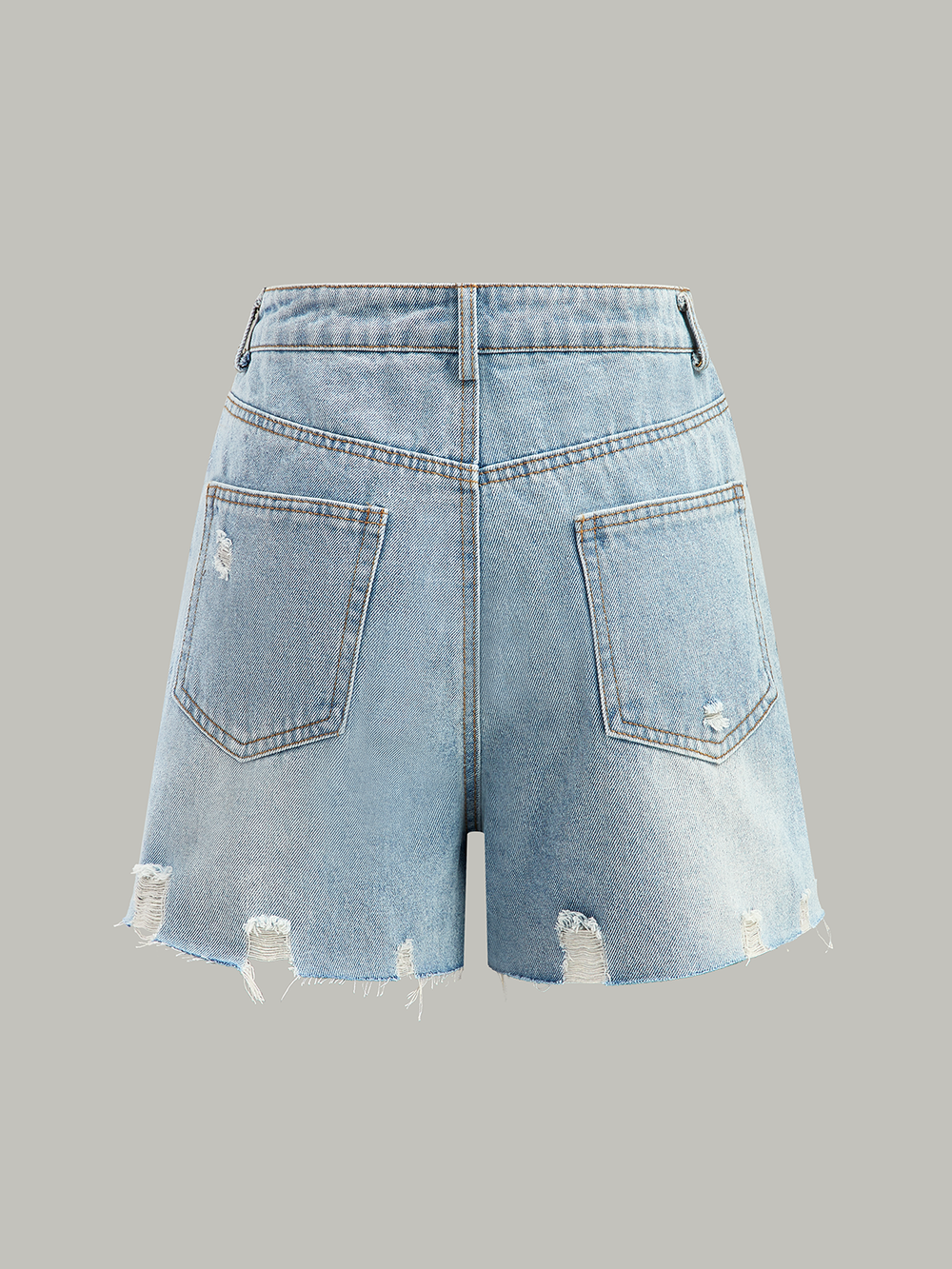 Asymmetrische Taille Distressed Denim Shorts