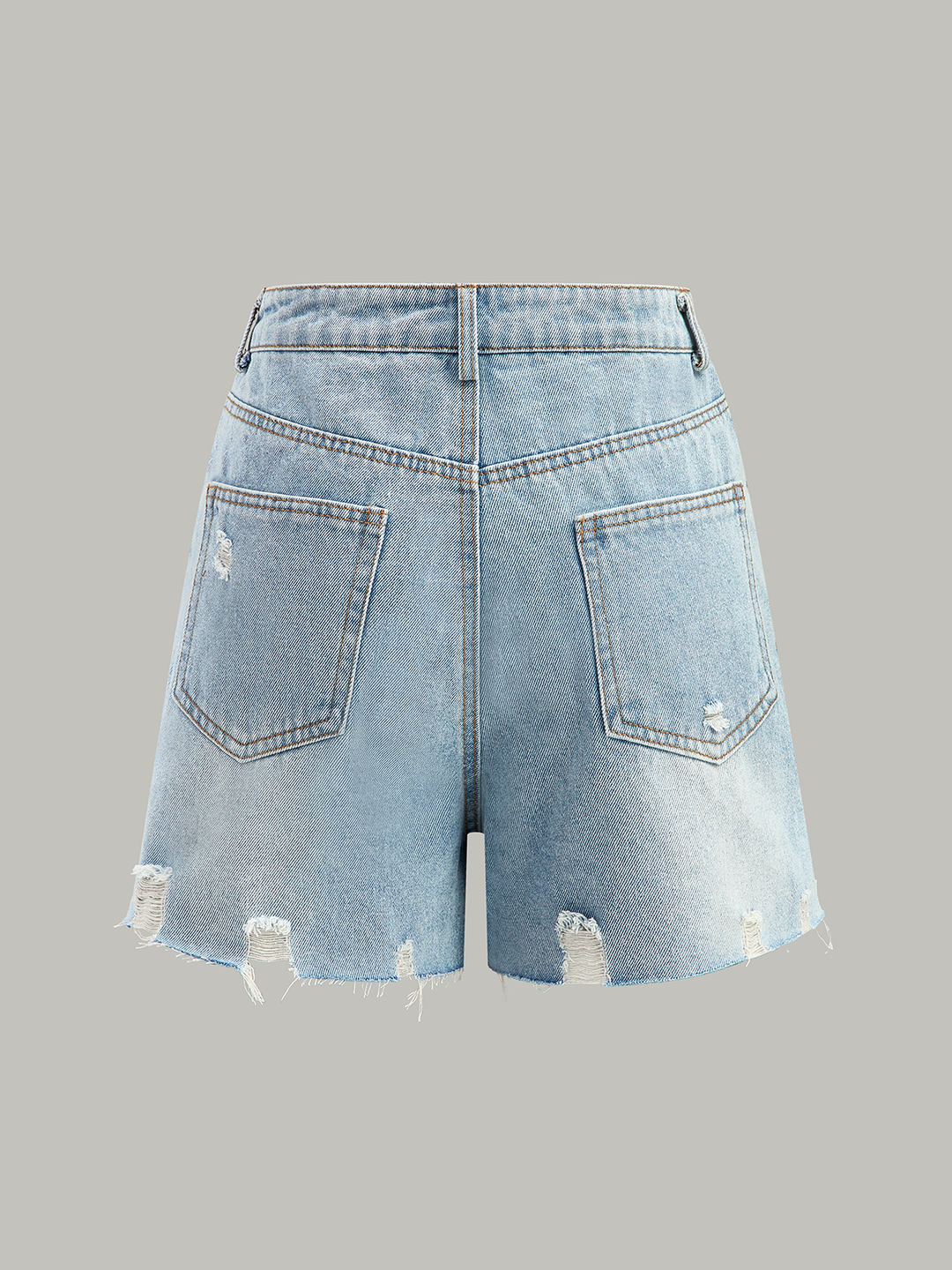 Asymmetrische Taille Distressed Denim Shorts