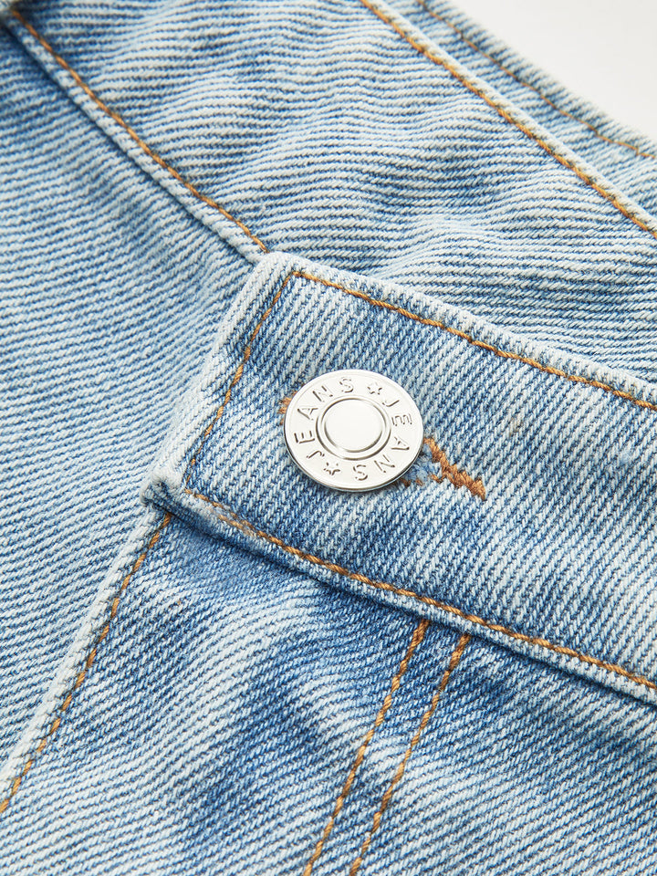 Asymmetrische Taille Distressed Denim Shorts