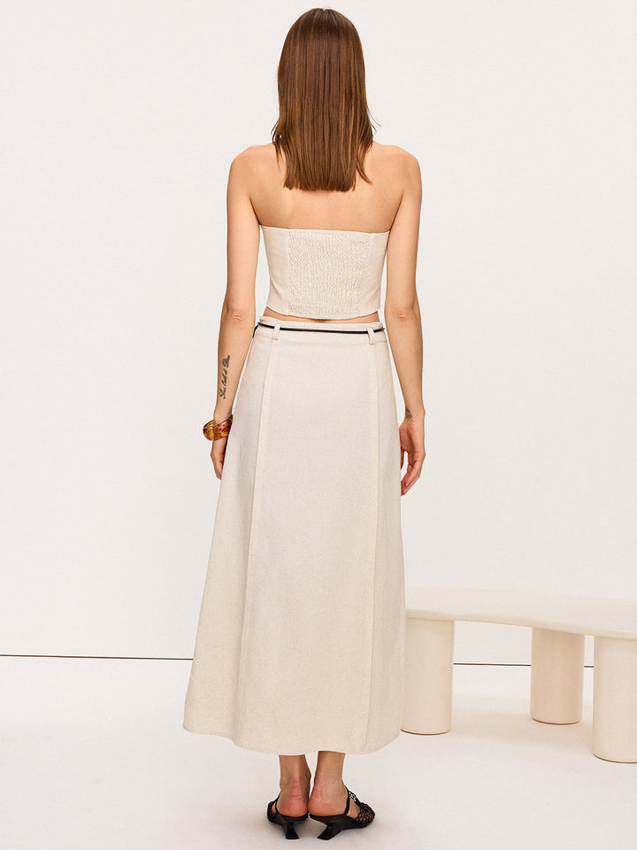 Leinen- & Baumwoll-Neckholder-Rock-Set mit Bindedetail
