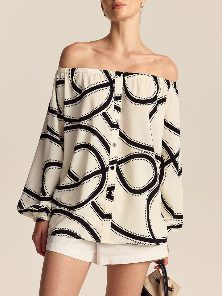 Gemusterte Carmenbluse