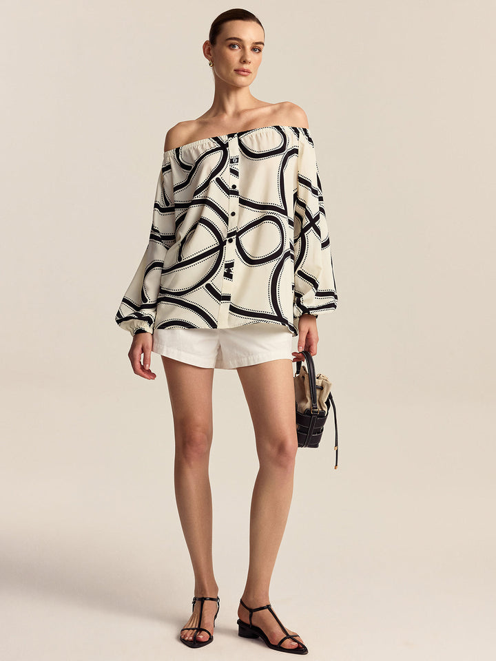 Gemusterte Carmenbluse