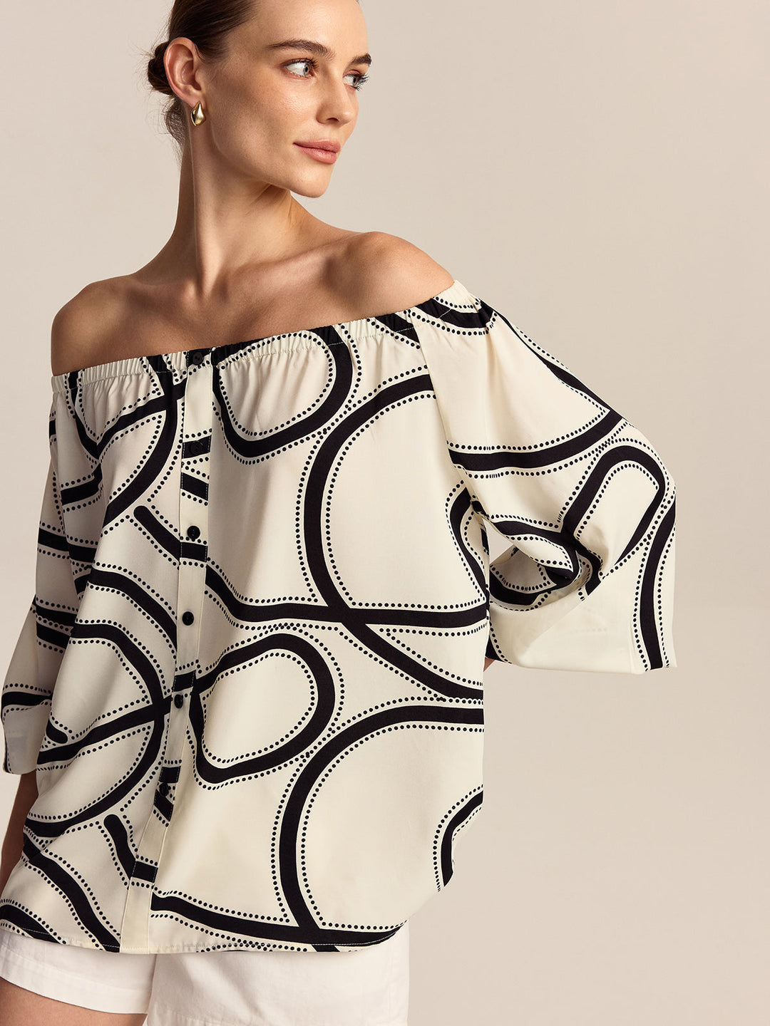 Gemusterte Carmenbluse