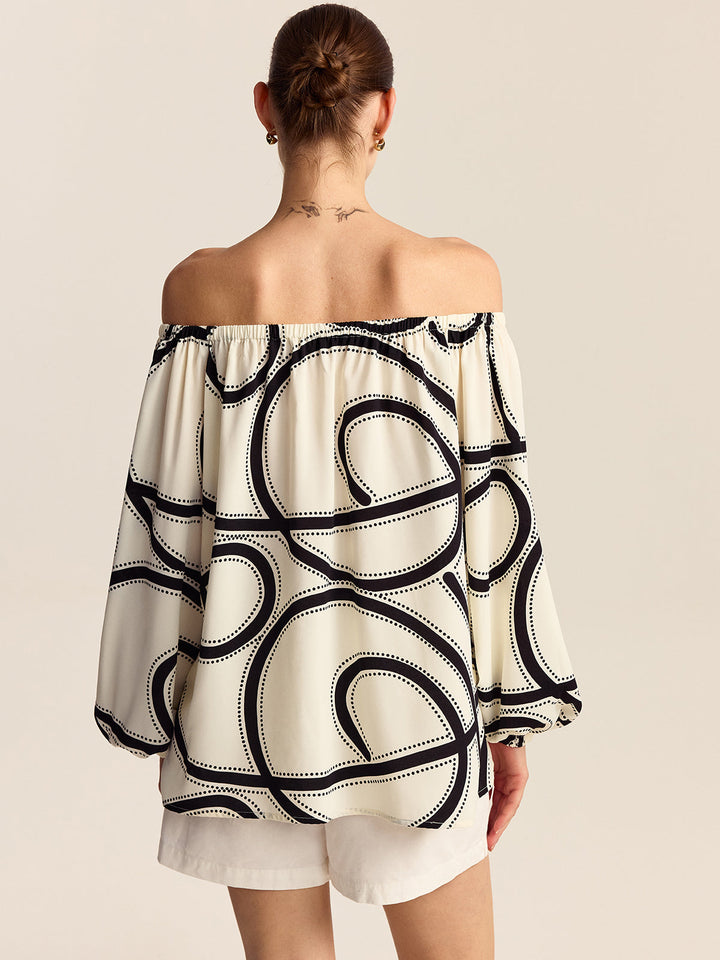 Gemusterte Carmenbluse