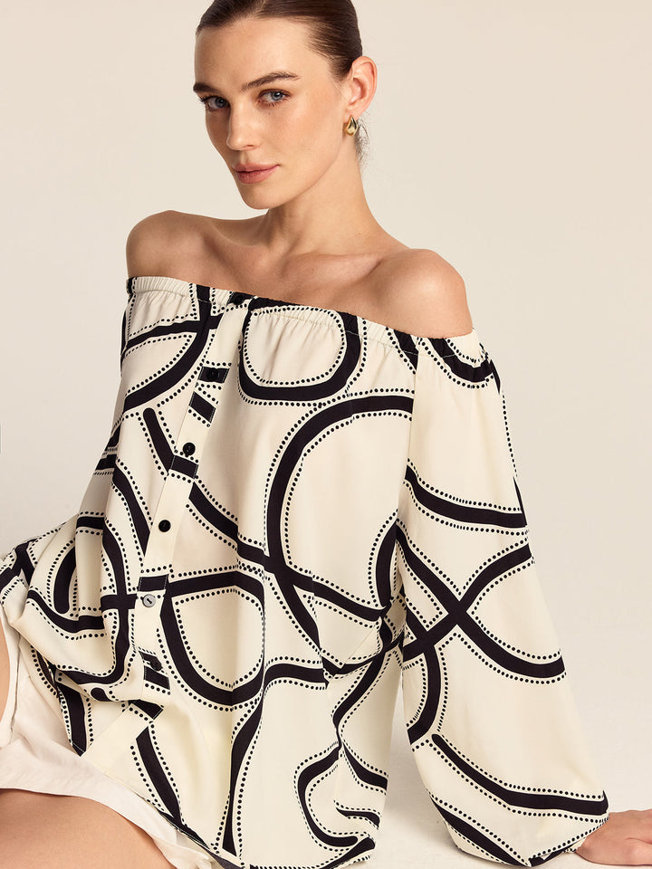 Gemusterte Carmenbluse