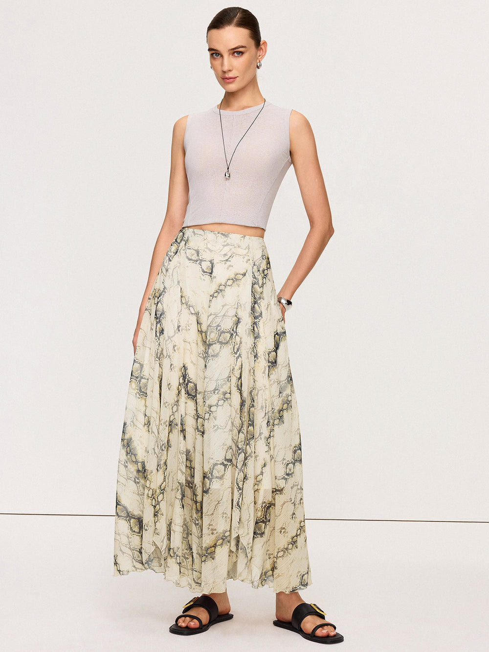 Snake Print Flowy Maxi Rock