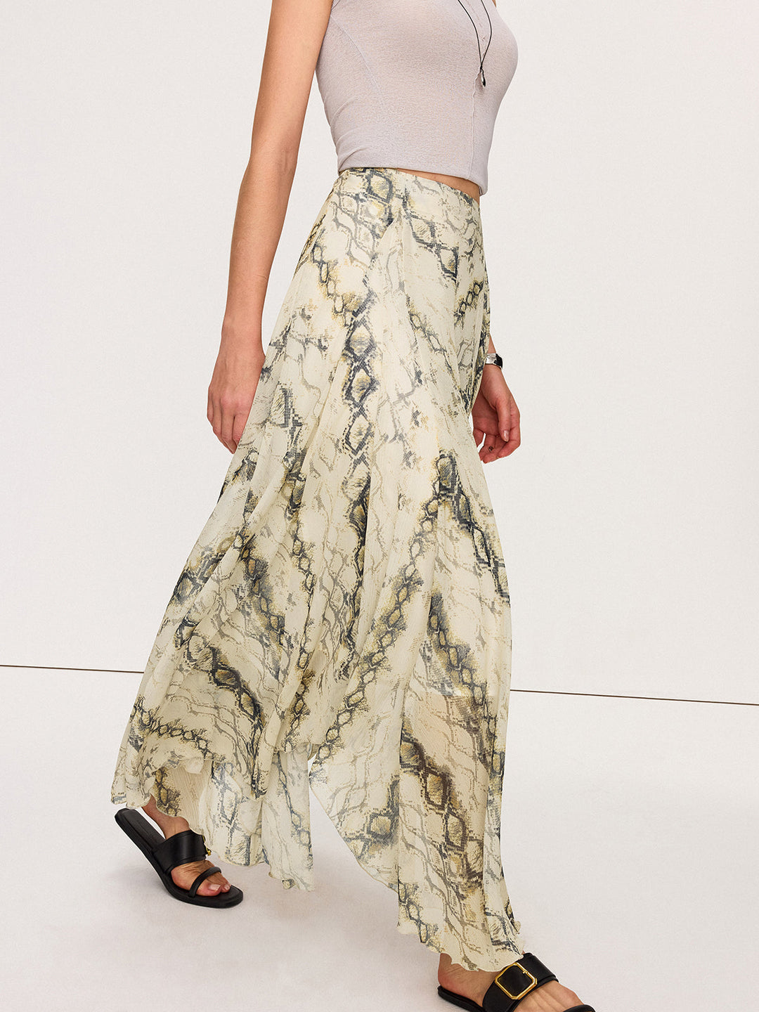 Snake Print Flowy Maxi Rock