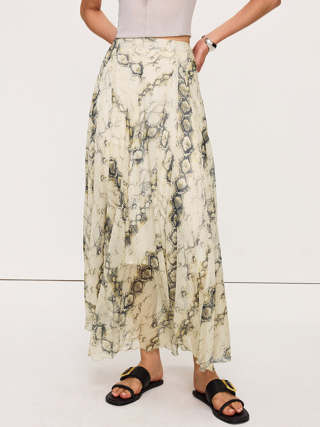 Snake Print Flowy Maxi Rock