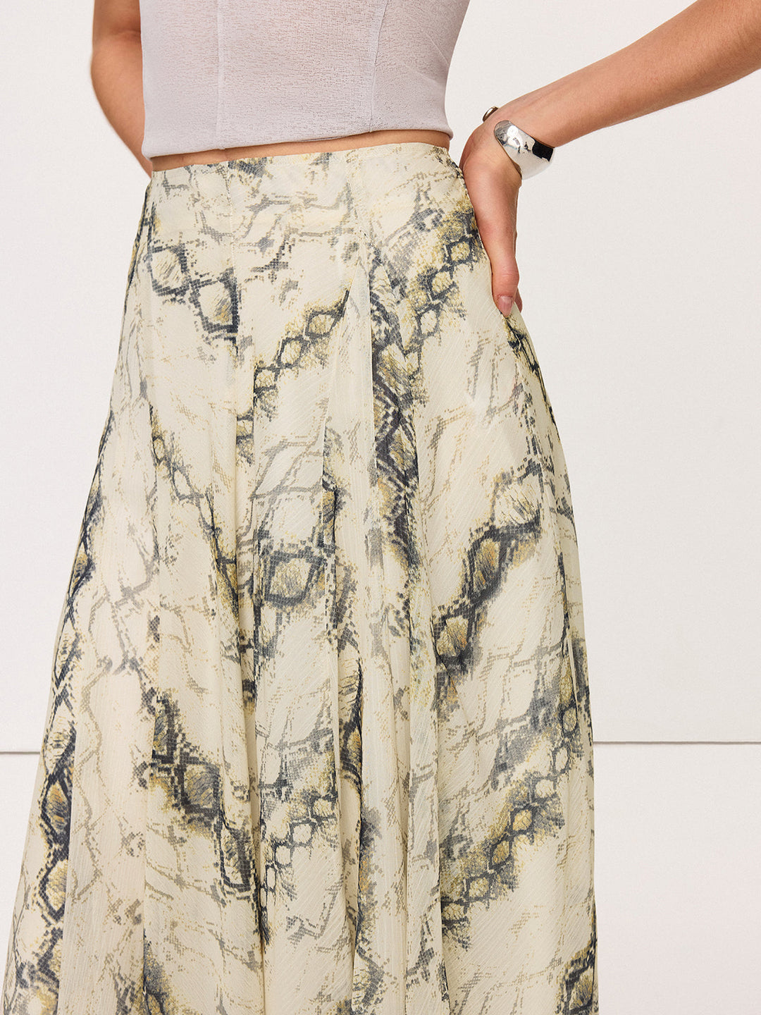 Snake Print Flowy Maxi Rock