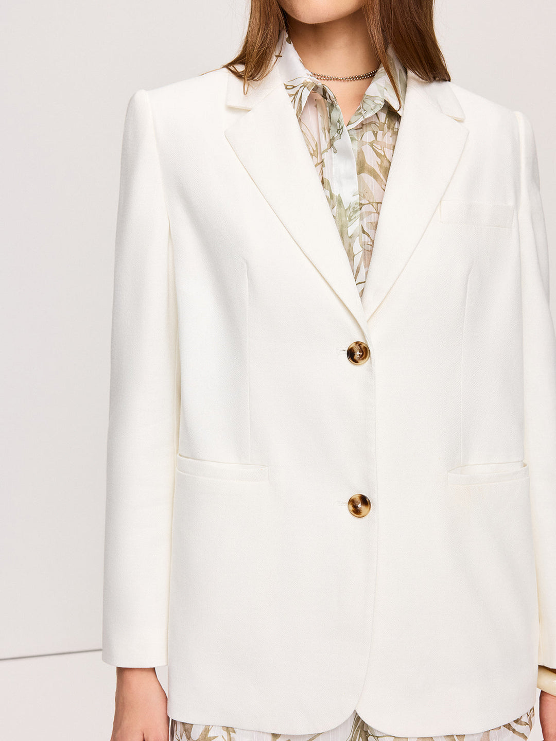 Leinen- und Baumwollblazer mit Taschen