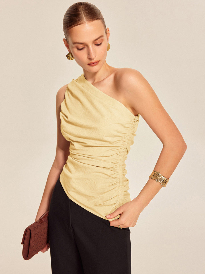 Gerüschter Seiten-One-Shoulder-Oberteil