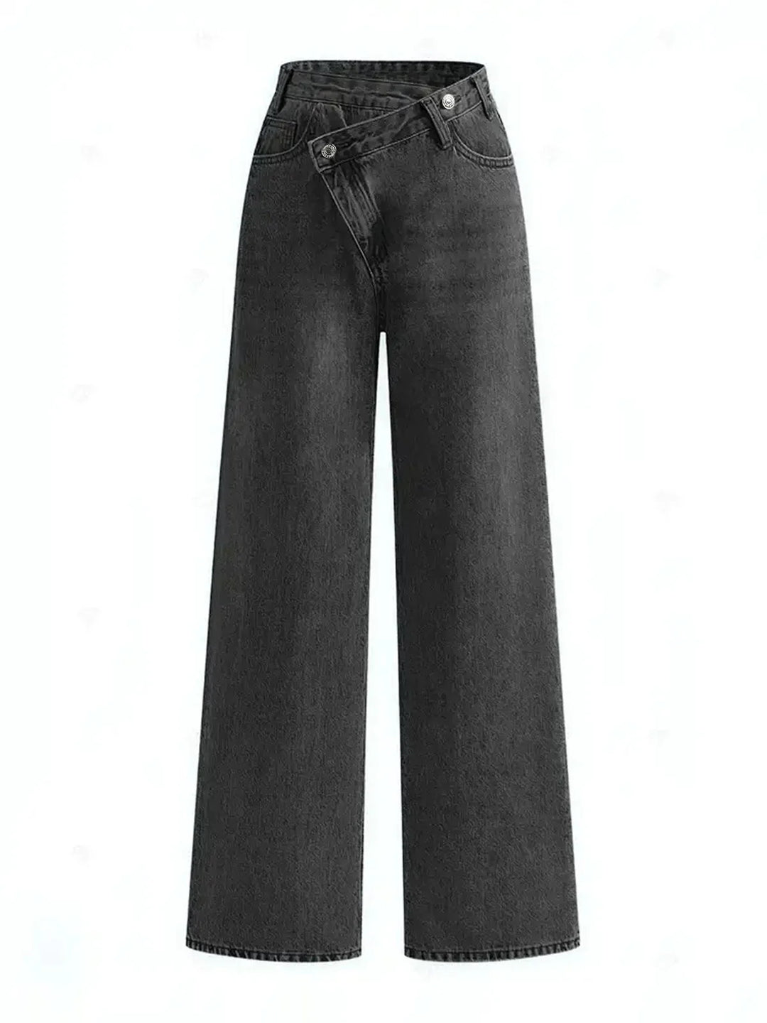 Asymmetrische Jeans mit weitem Bein und Taille