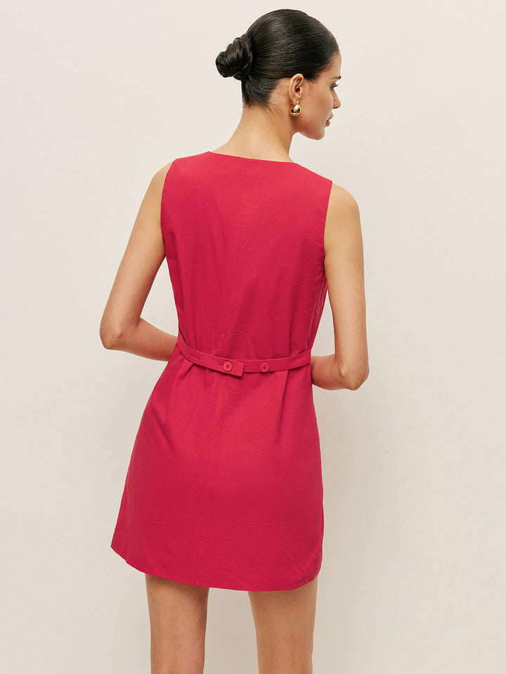 Kleid mit Baumwollknöpfen und Taschen