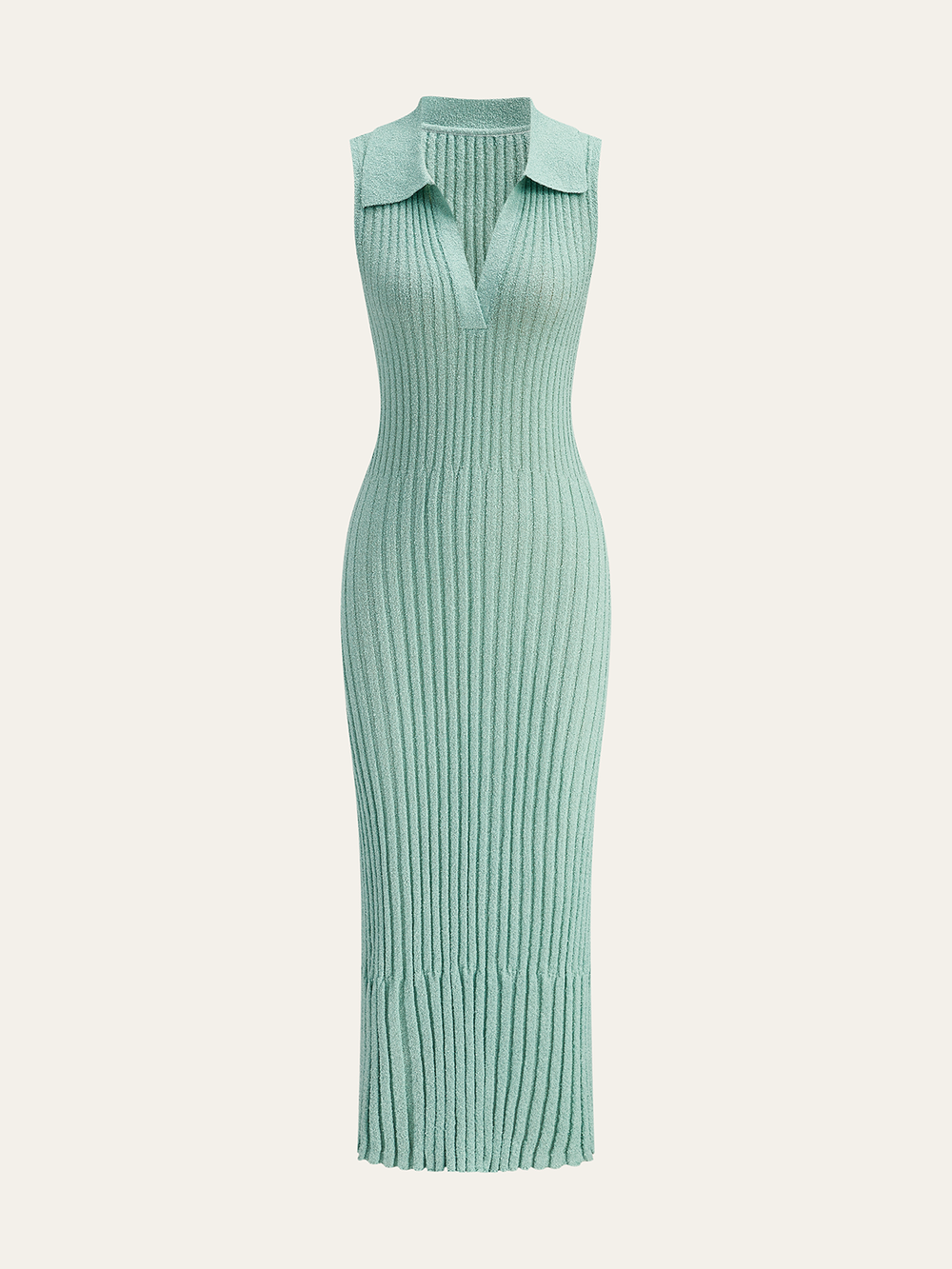 Geripptes Strickkleid mit Polokragen