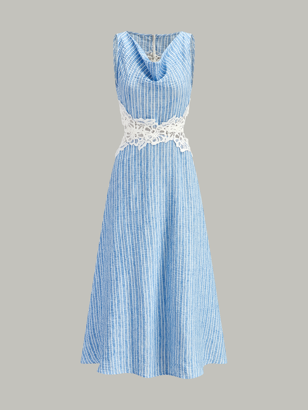 Gestreiftes Kleid mit Rückenausschnitt und Spitzendetail