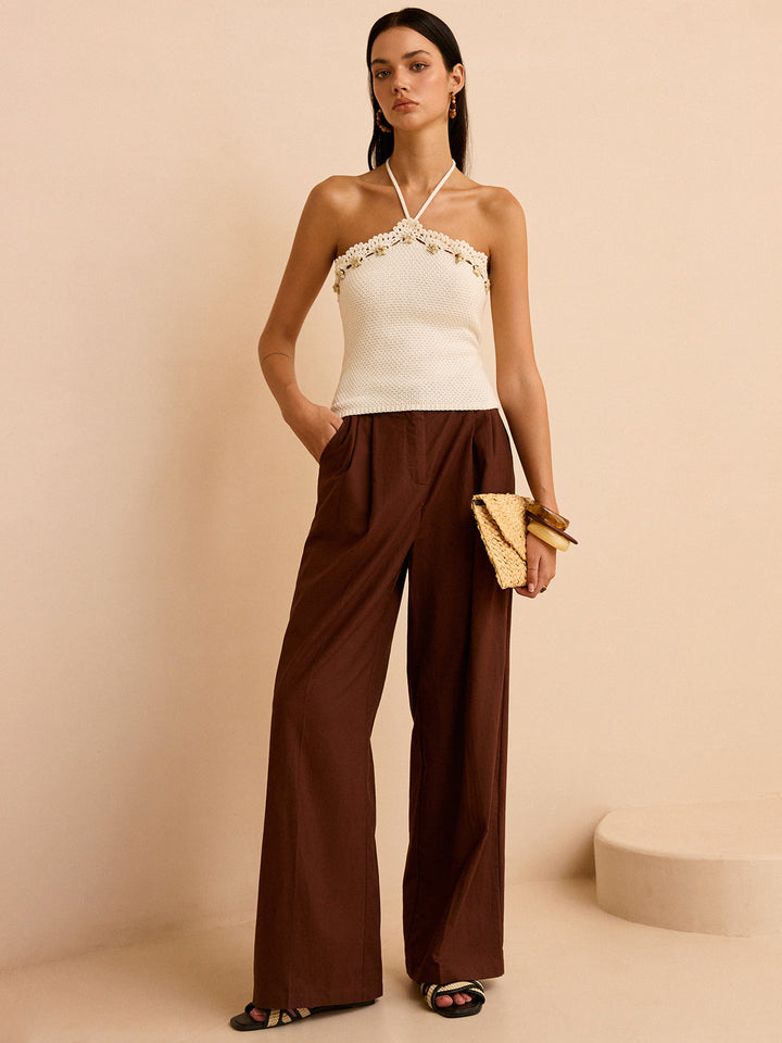 Häkel-Bandeau-Top mit Blumenbesatz