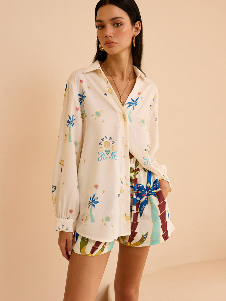 Tropisches Print-Shorts-Set