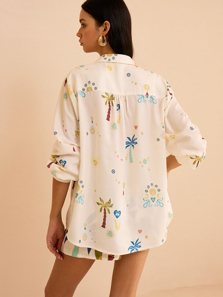 Tropisches Print-Shorts-Set