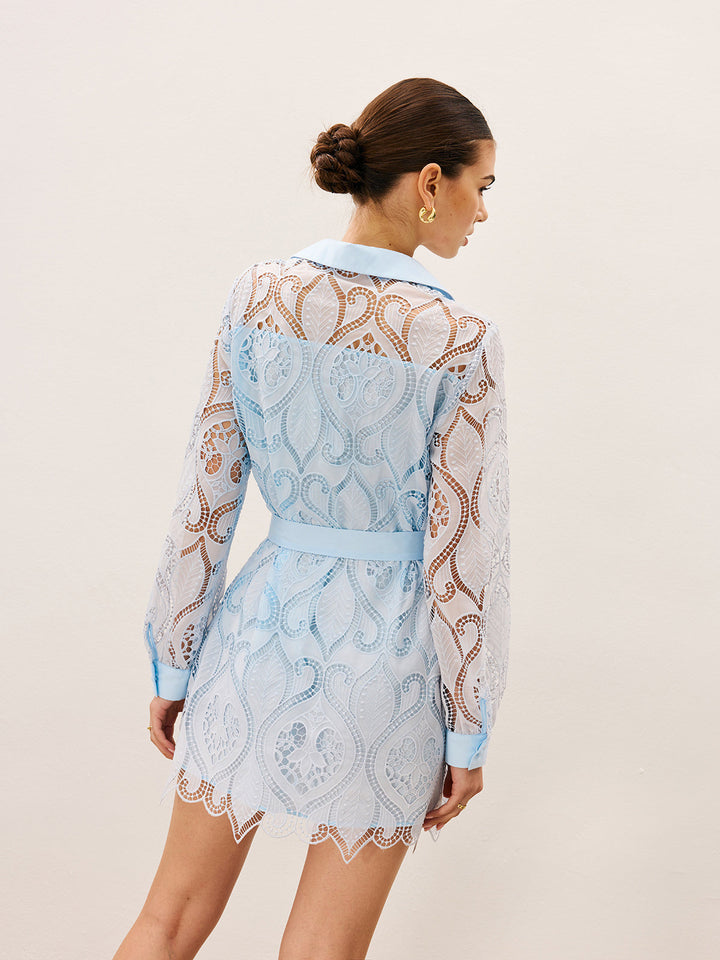 2-in-1 durchsichtiges Spitzen-Minikleid