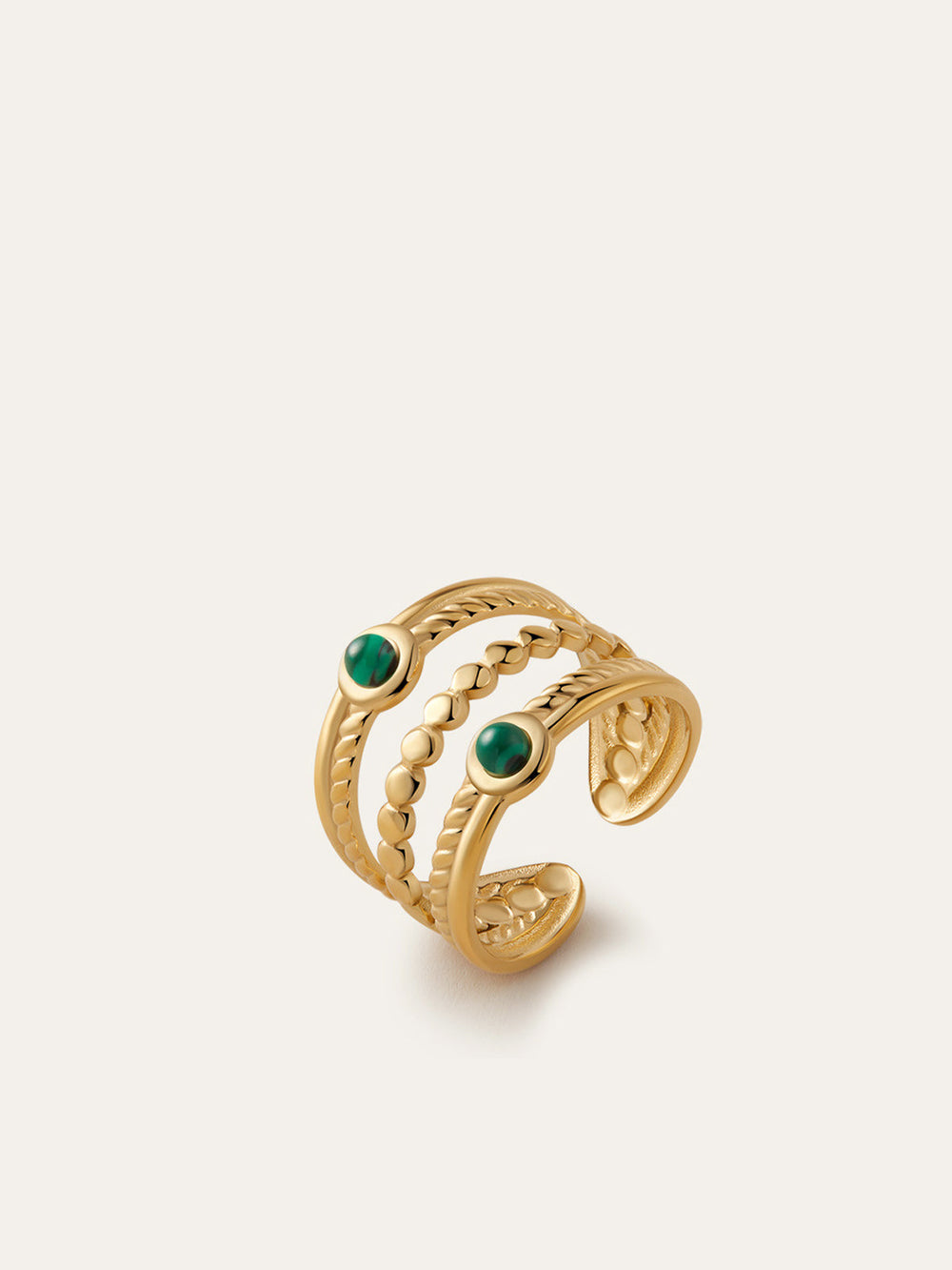 Smaragd-Akzent Mehrband-Goldring