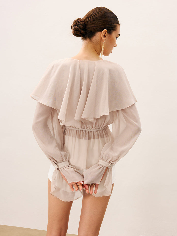 Halbtransparente Rüschen-Bluse aus Chiffon