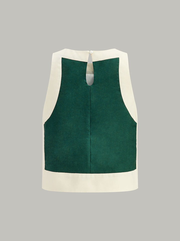 Contrast Trim Crop Top und Hose mit weitem Bein Set
