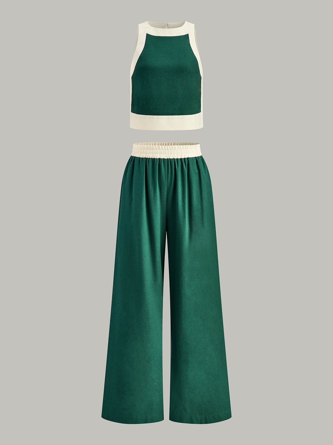 Contrast Trim Crop Top und Hose mit weitem Bein Set