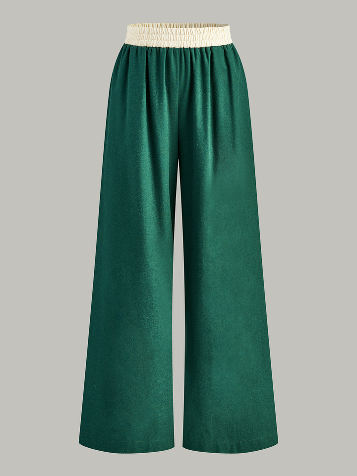 Contrast Trim Crop Top und Hose mit weitem Bein Set